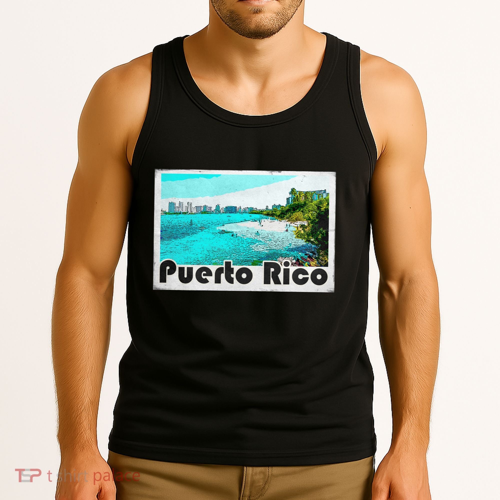 Puerto Rico Caribbean Retro Poster Tank Top
