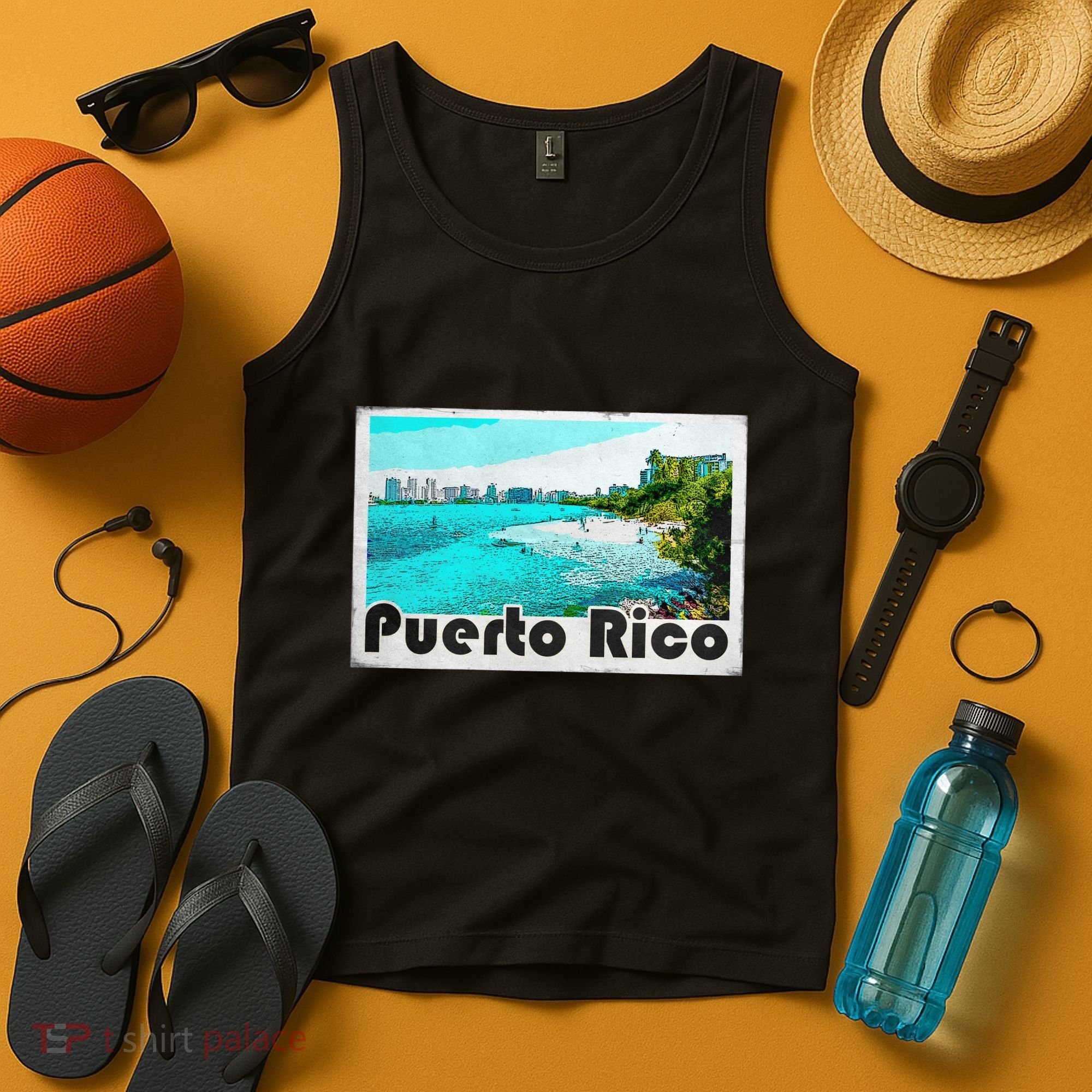 Puerto Rico Caribbean Retro Poster Tank Top