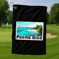 Puerto Rico Caribbean Retro Poster Golf Towel thumb 1