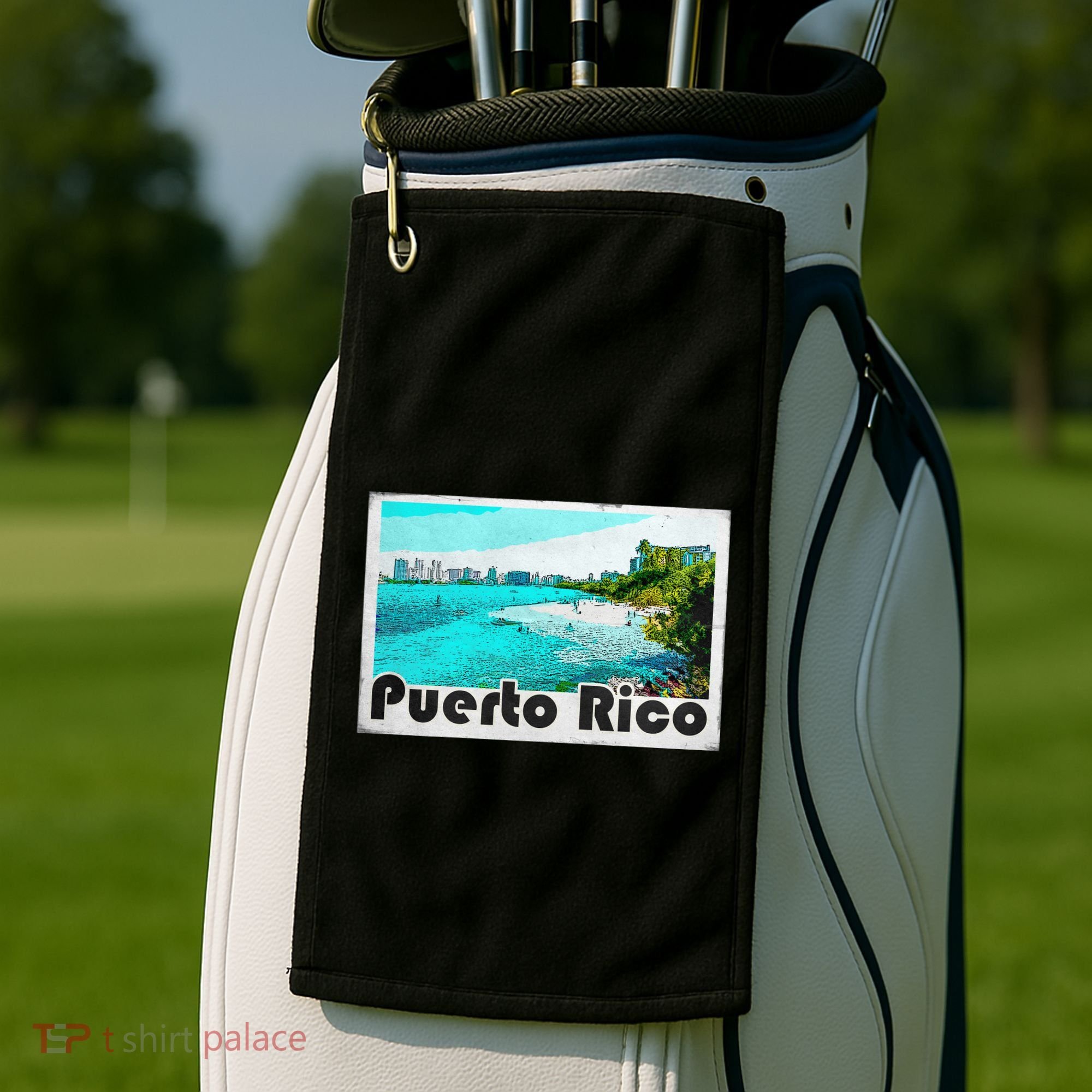 Puerto Rico Caribbean Retro Poster Golf Towel