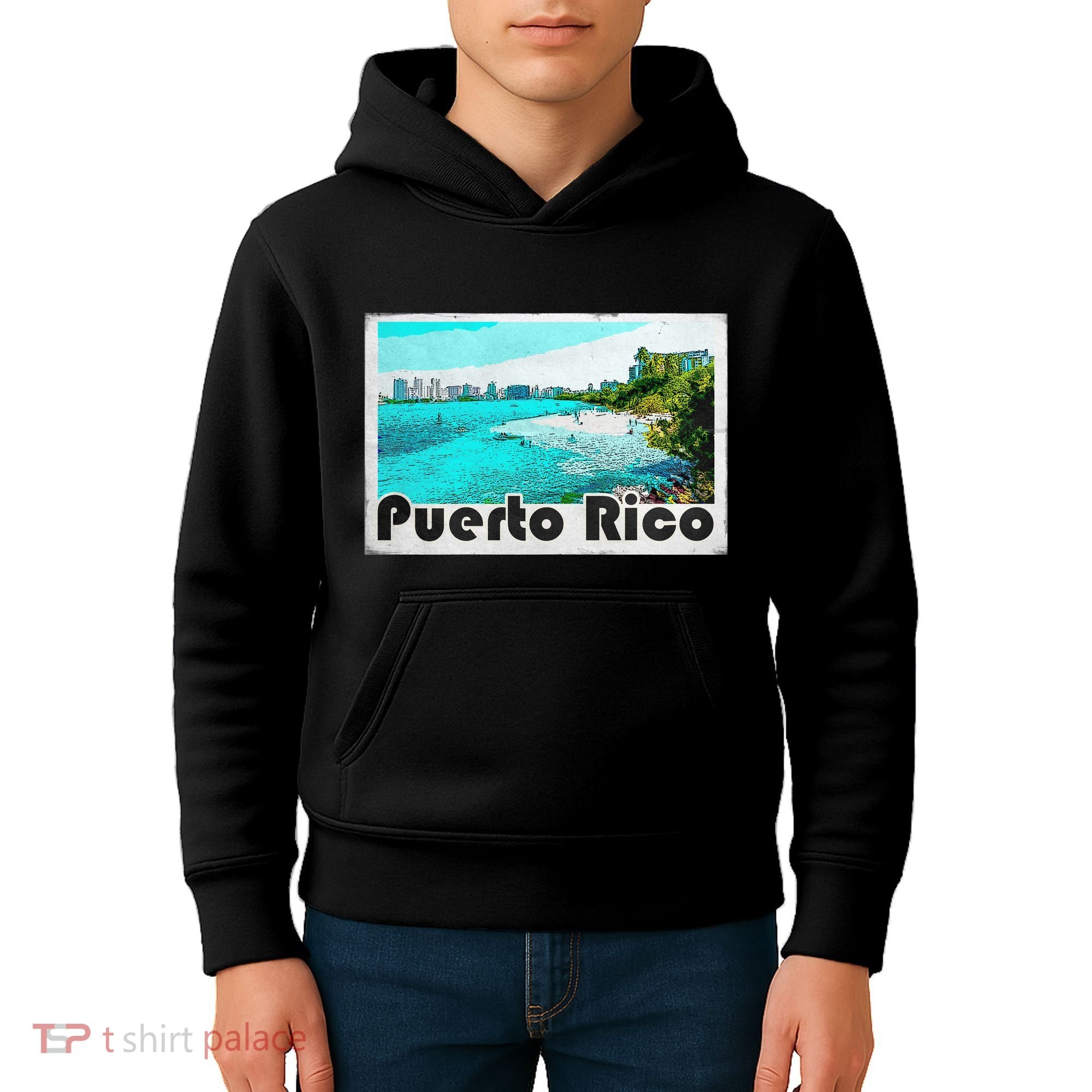 Puerto Rico Caribbean Retro Poster Kids Hoodie
