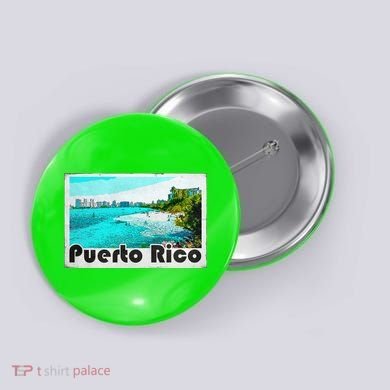 Puerto Rico Caribbean Retro Poster Button