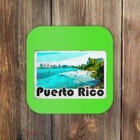 Puerto Rico Caribbean Retro Poster Coaster thumb 0