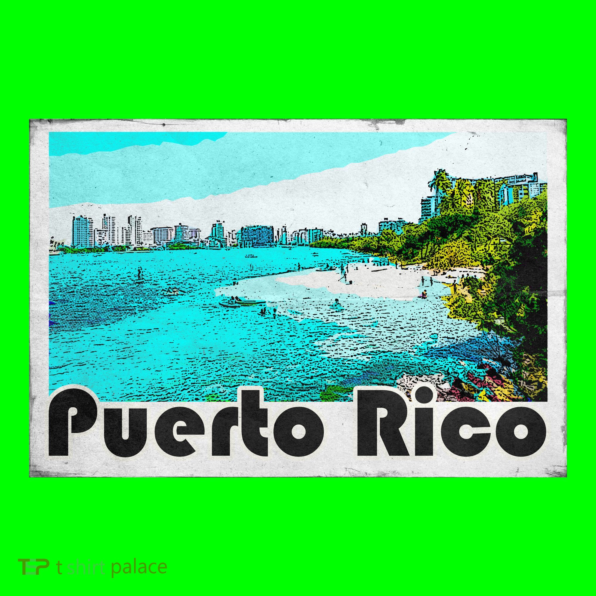 Puerto Rico Caribbean Retro Poster Coaster