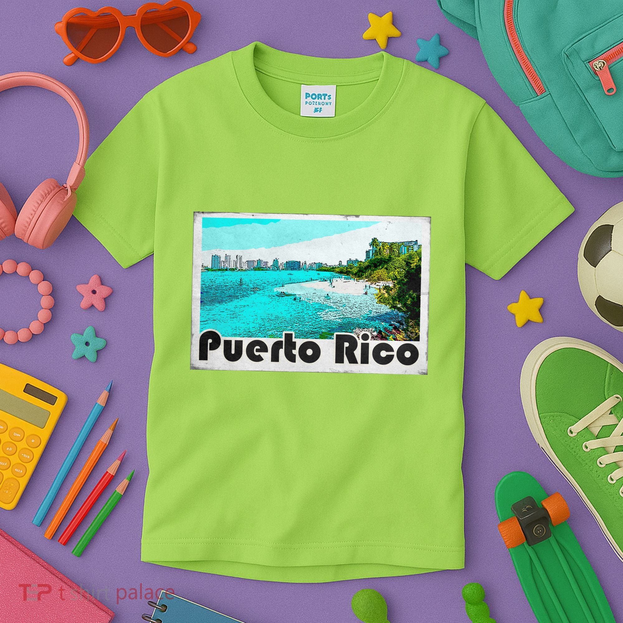 Puerto Rico Caribbean Retro Poster Kids T-Shirt