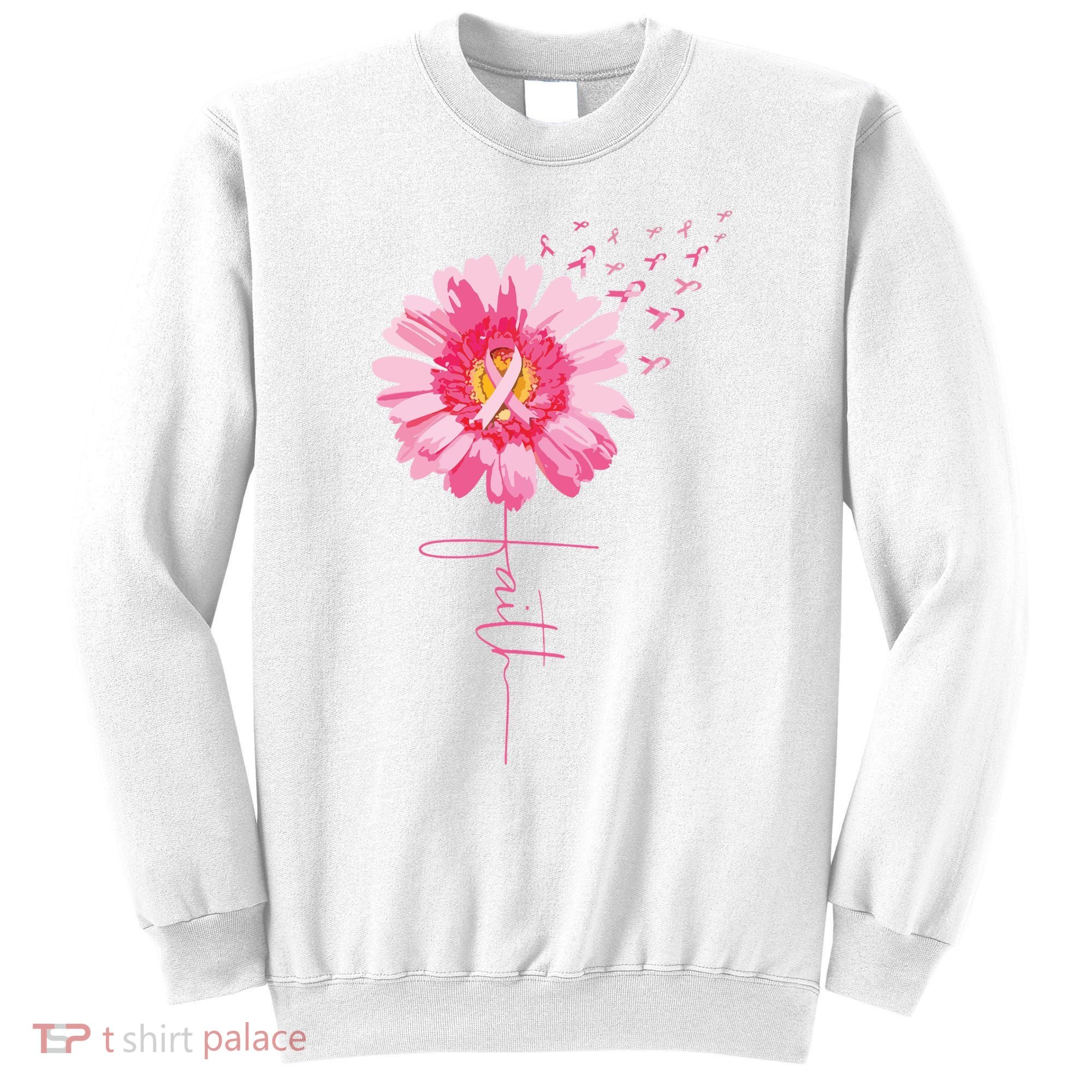 Pink Ribbon Daisy Faith Breast Cancer Awareness Month Gift Sweatshirt