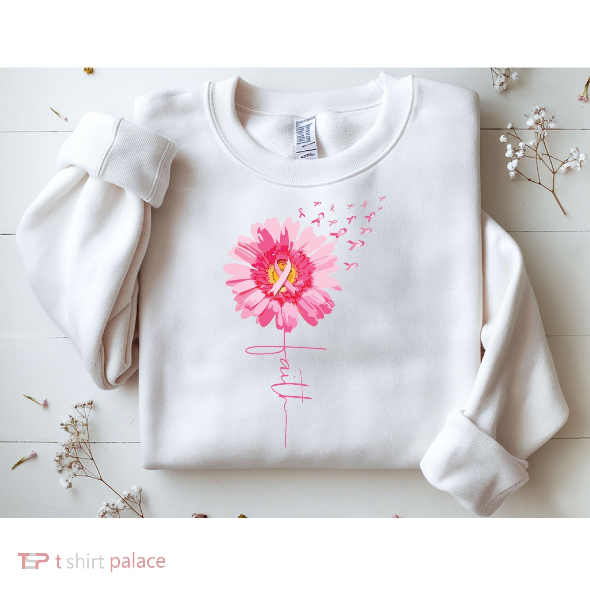 Pink Ribbon Daisy Faith Breast Cancer Awareness Month Gift Sweatshirt