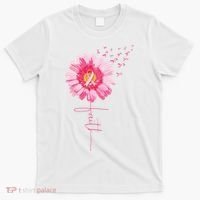 Pink Ribbon Daisy Faith Breast Cancer Awareness Month Gift T-Shirt thumb 0