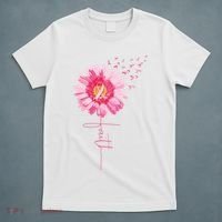 Pink Ribbon Daisy Faith Breast Cancer Awareness Month Gift T-Shirt thumb 5