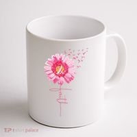 Pink Ribbon Daisy Faith Breast Cancer Awareness Month Gift Coffee Mug thumb 1