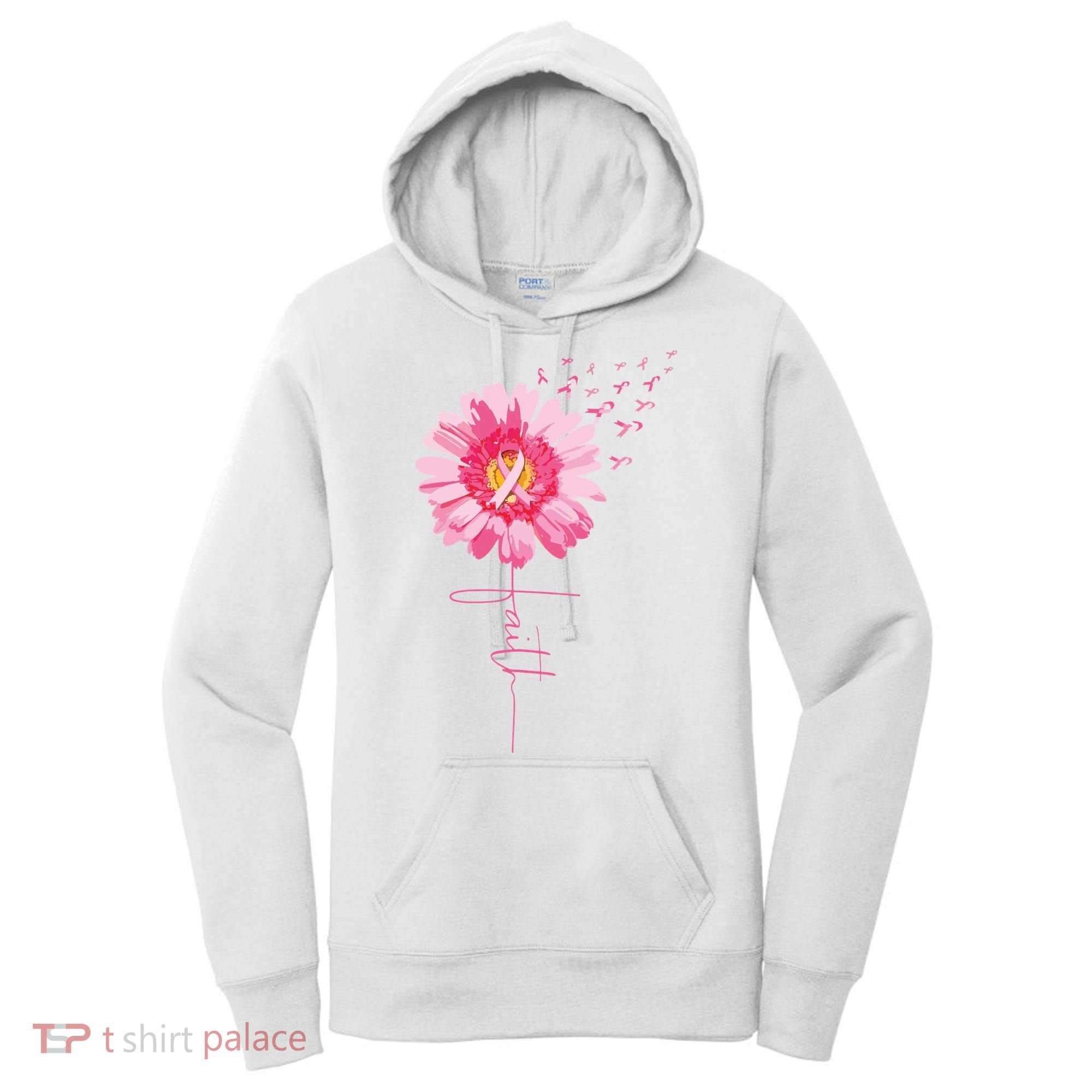 Pink Ribbon Daisy Faith Breast Cancer Awareness Month Gift Women's Hoodie