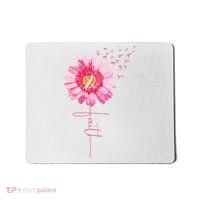 Pink Ribbon Daisy Faith Breast Cancer Awareness Month Gift Mousepad thumb 0