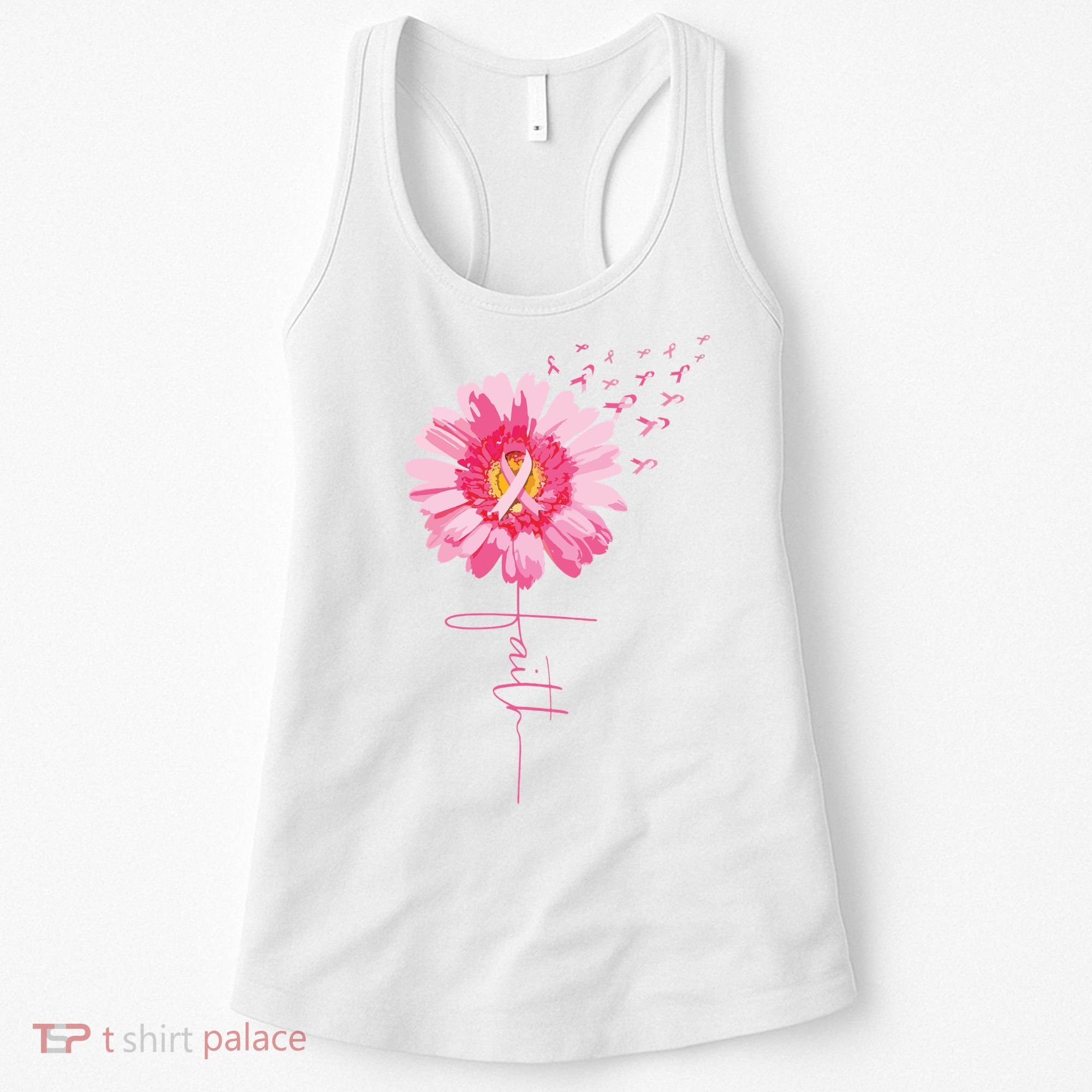 Pink Ribbon Daisy Faith Breast Cancer Awareness Month Gift Women's Tank Top