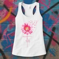 Pink Ribbon Daisy Faith Breast Cancer Awareness Month Gift Women's Tank Top thumb 3