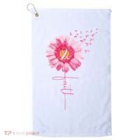 Pink Ribbon Daisy Faith Breast Cancer Awareness Month Gift Golf Towel thumb 0