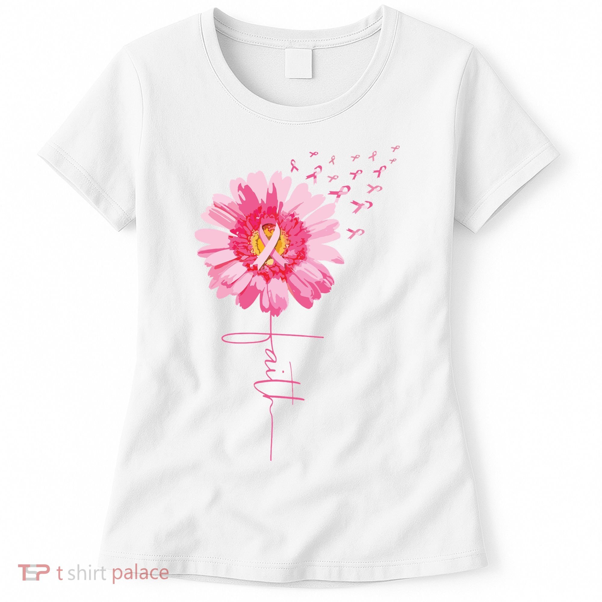 Pink Ribbon Daisy Faith Breast Cancer Awareness Month Gift Women's T-Shirt