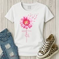 Pink Ribbon Daisy Faith Breast Cancer Awareness Month Gift Women's T-Shirt thumb 3