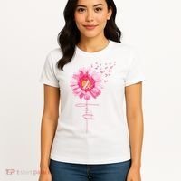 Pink Ribbon Daisy Faith Breast Cancer Awareness Month Gift Women's T-Shirt thumb 4