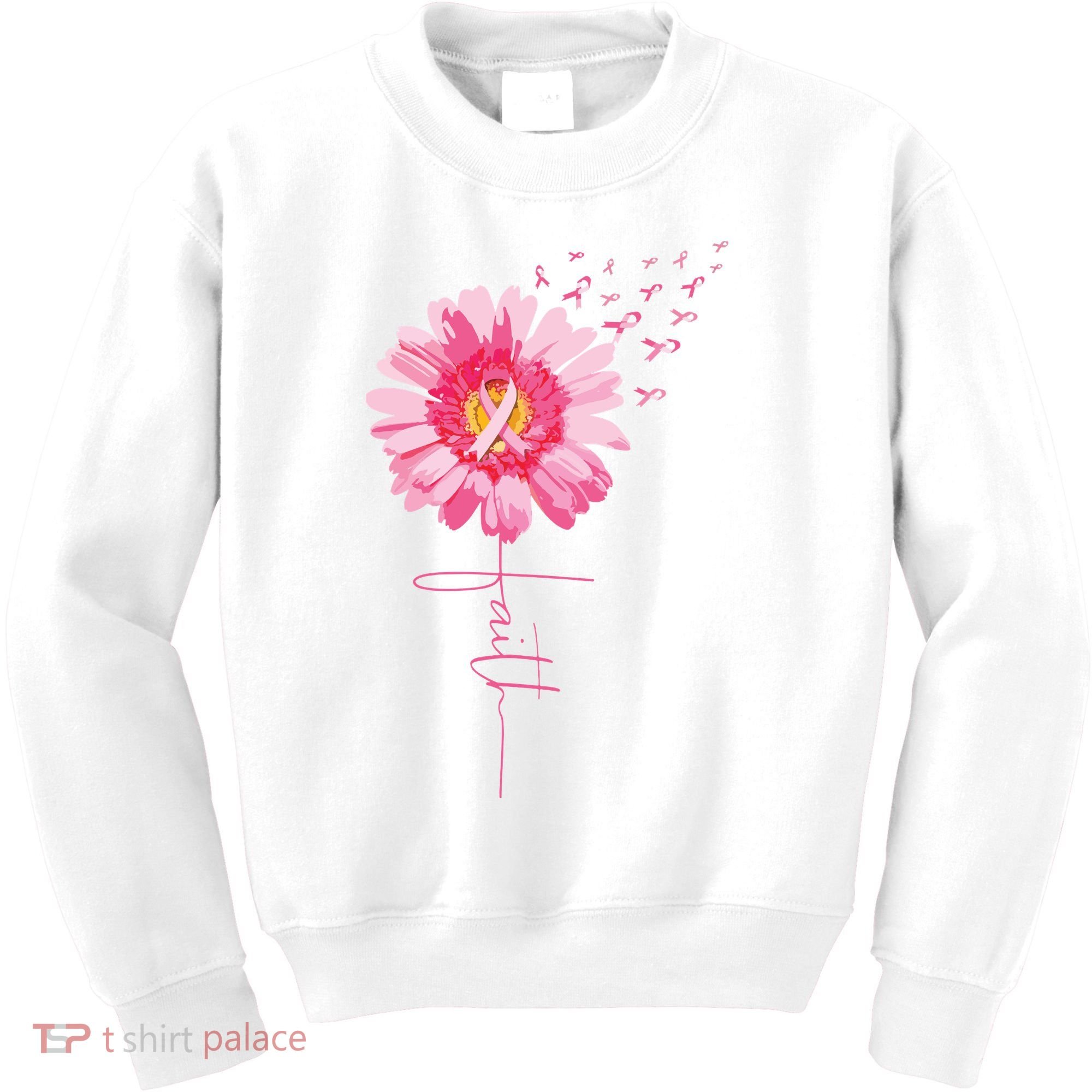 Pink Ribbon Daisy Faith Breast Cancer Awareness Month Gift Kids Sweatshirt