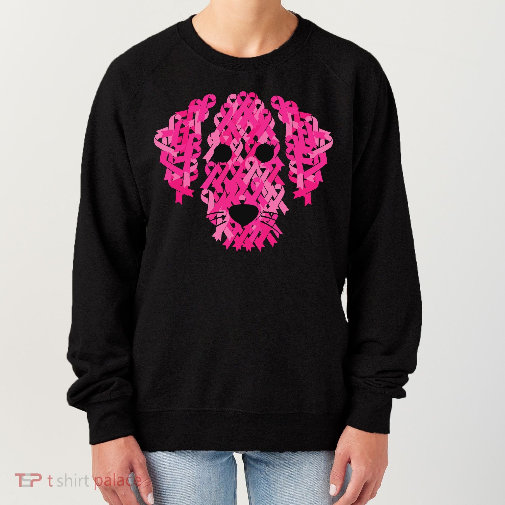 Pink Ribbon Dog Inspirational Breast Cancer Awareness Gift Women's Sweatshirt
