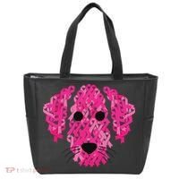 Pink Ribbon Dog Inspirational Breast Cancer Awareness Gift Tote Bag thumb 0