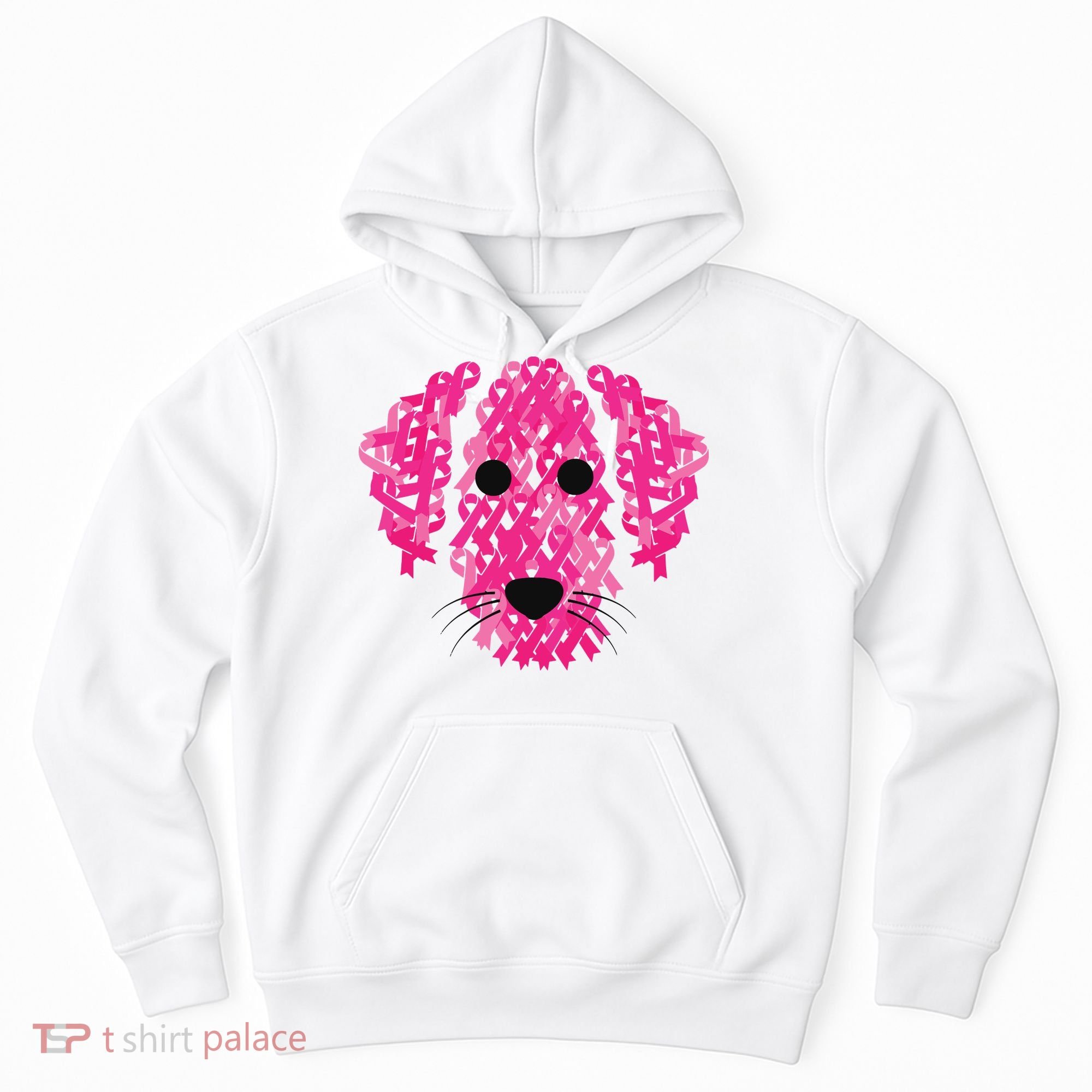 Pink Ribbon Dog Inspirational Breast Cancer Awareness Gift Hoodie