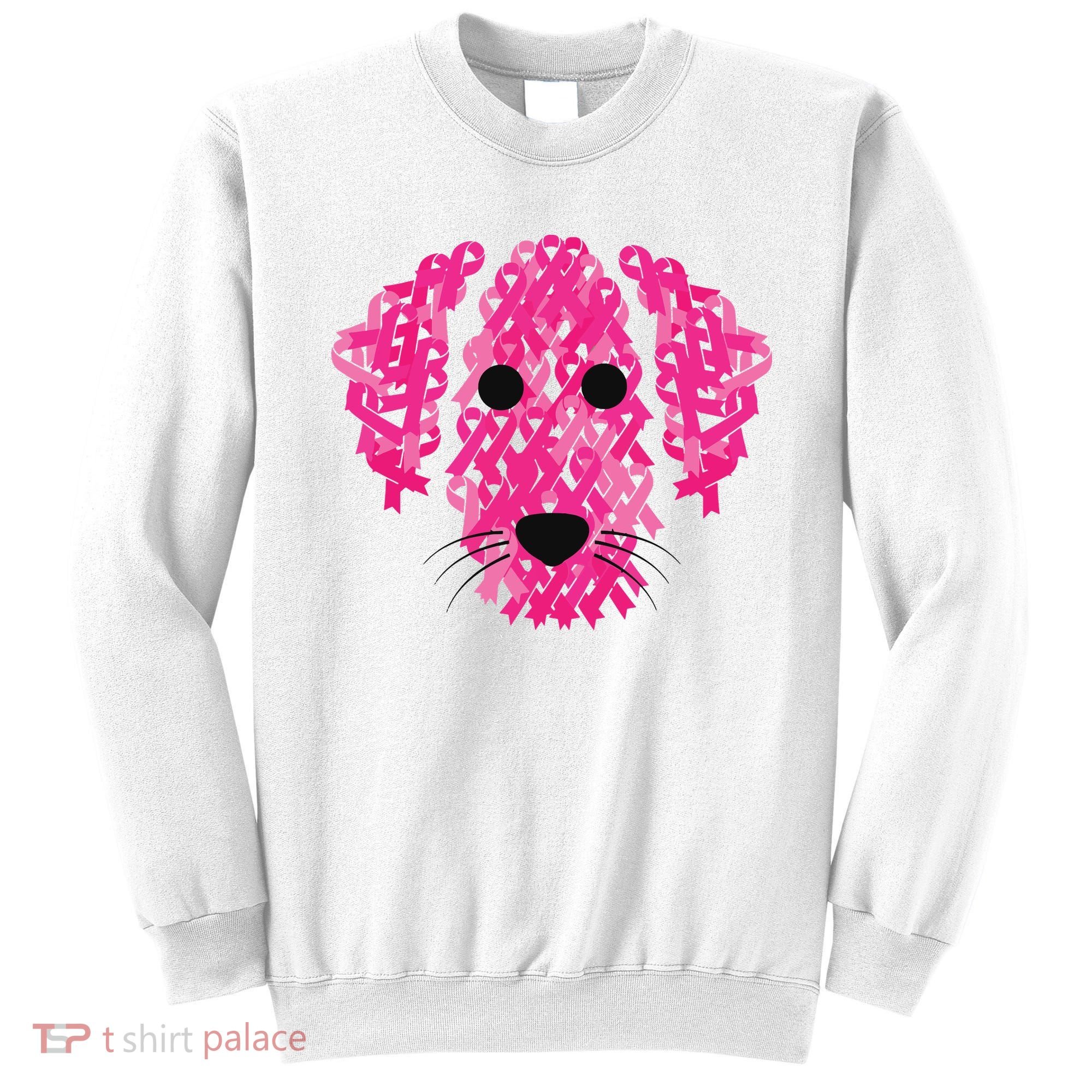 Pink Ribbon Dog Inspirational Breast Cancer Awareness Gift Sweatshirt