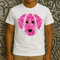 Pink Ribbon Dog Inspirational Breast Cancer Awareness Gift T-Shirt thumb 3