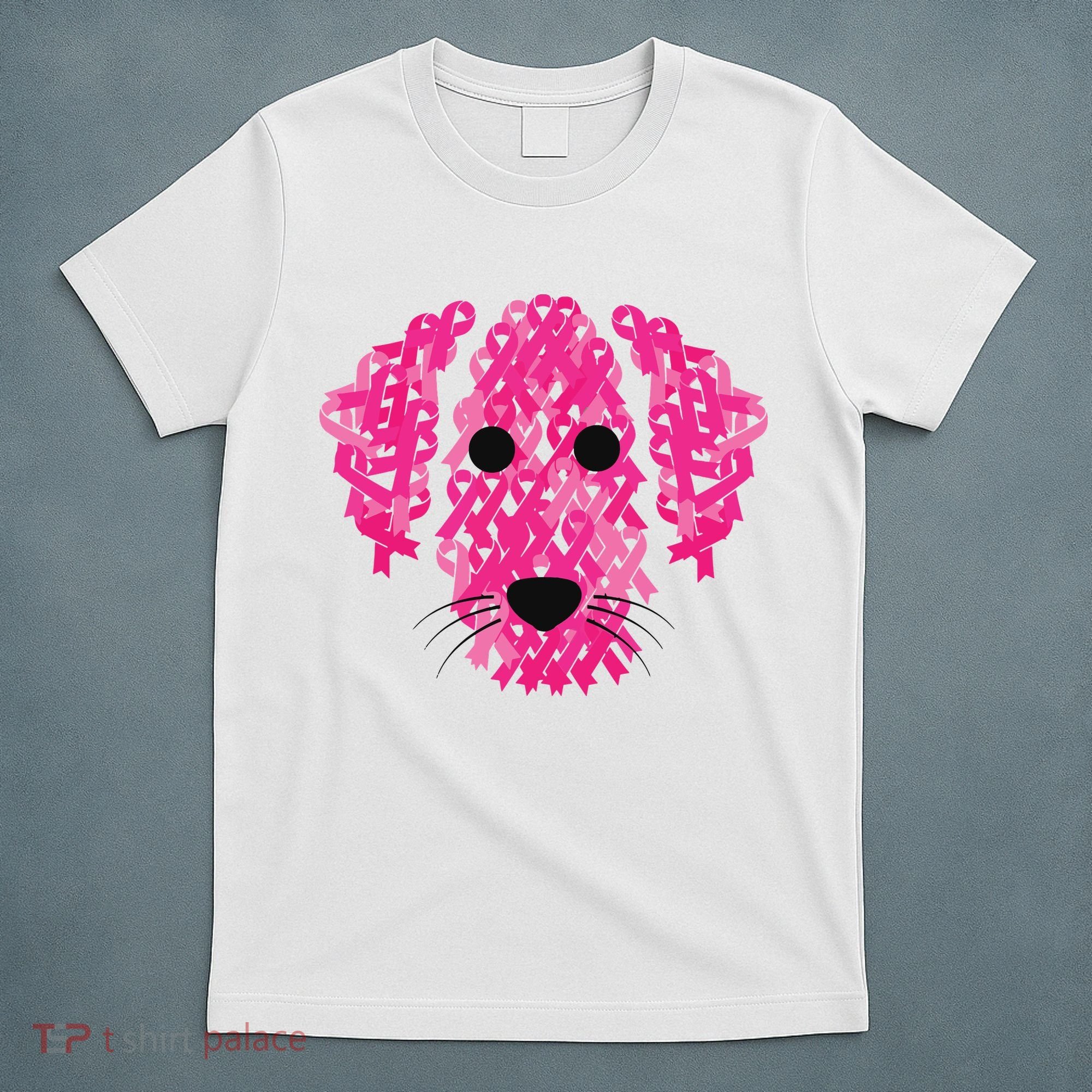 Pink Ribbon Dog Inspirational Breast Cancer Awareness Gift T-Shirt