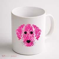 Pink Ribbon Dog Inspirational Breast Cancer Awareness Gift Coffee Mug thumb 1