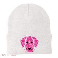 Pink Ribbon Dog Inspirational Breast Cancer Awareness Gift Beanie thumb 0