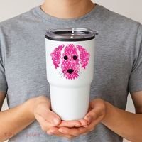 Pink Ribbon Dog Inspirational Breast Cancer Awareness Gift Tumbler thumb 2