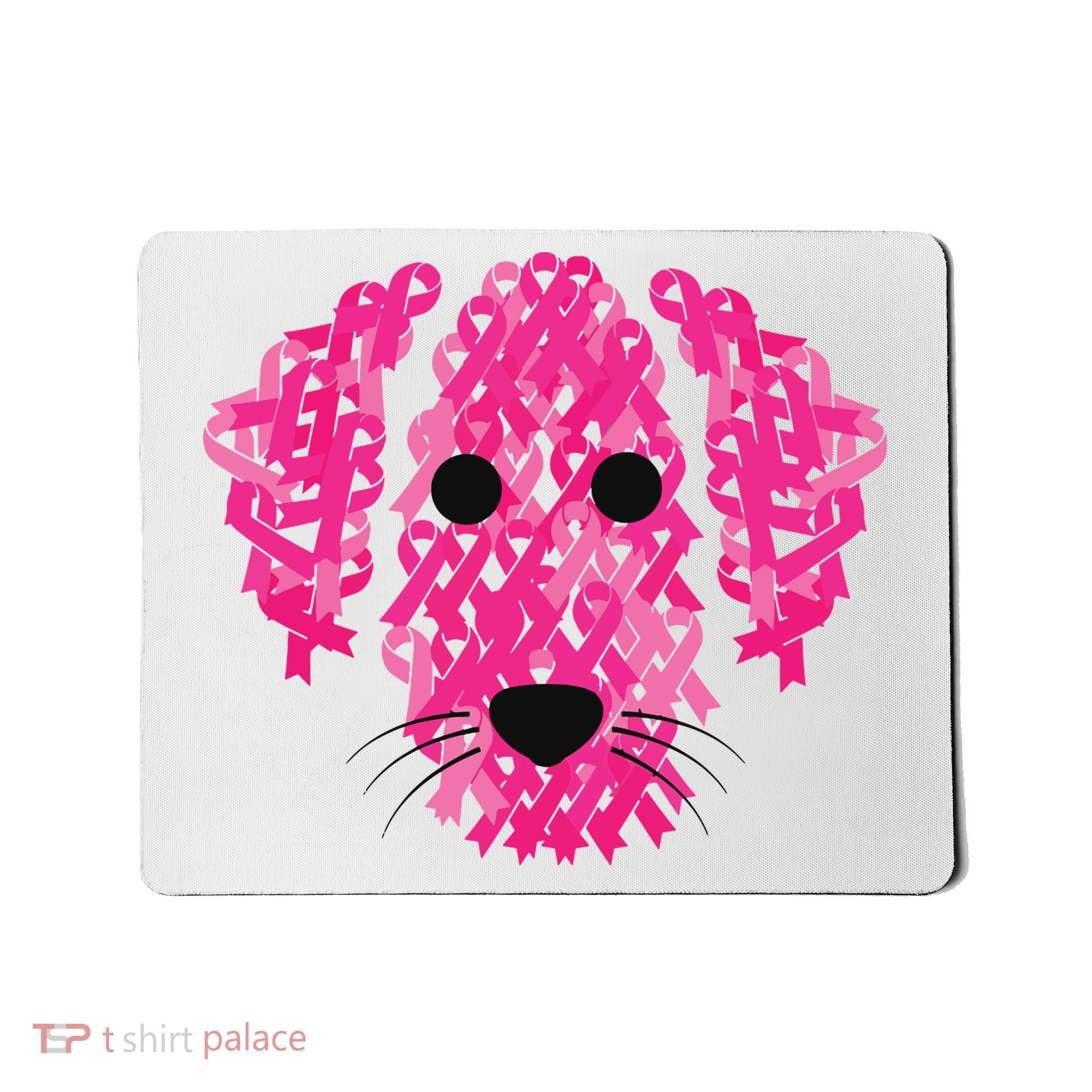 Pink Ribbon Dog Inspirational Breast Cancer Awareness Gift Mousepad