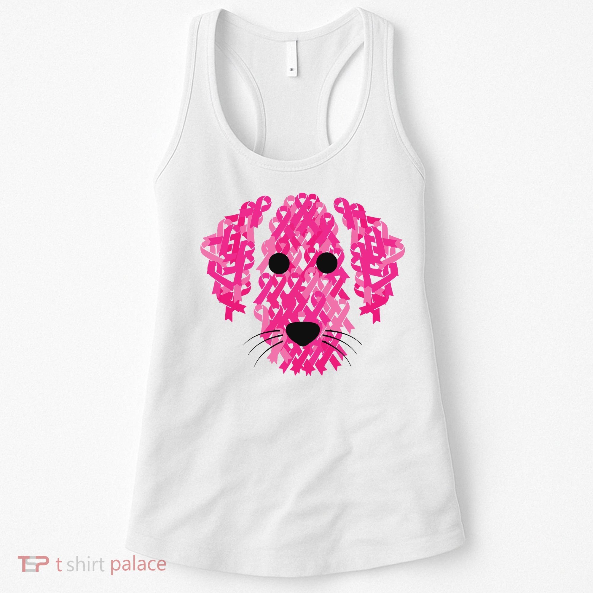 Pink Ribbon Dog Inspirational Breast Cancer Awareness Gift Women's Tank Top