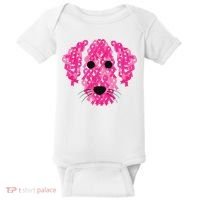 Pink Ribbon Dog Inspirational Breast Cancer Awareness Gift Baby Bodysuit thumb 0