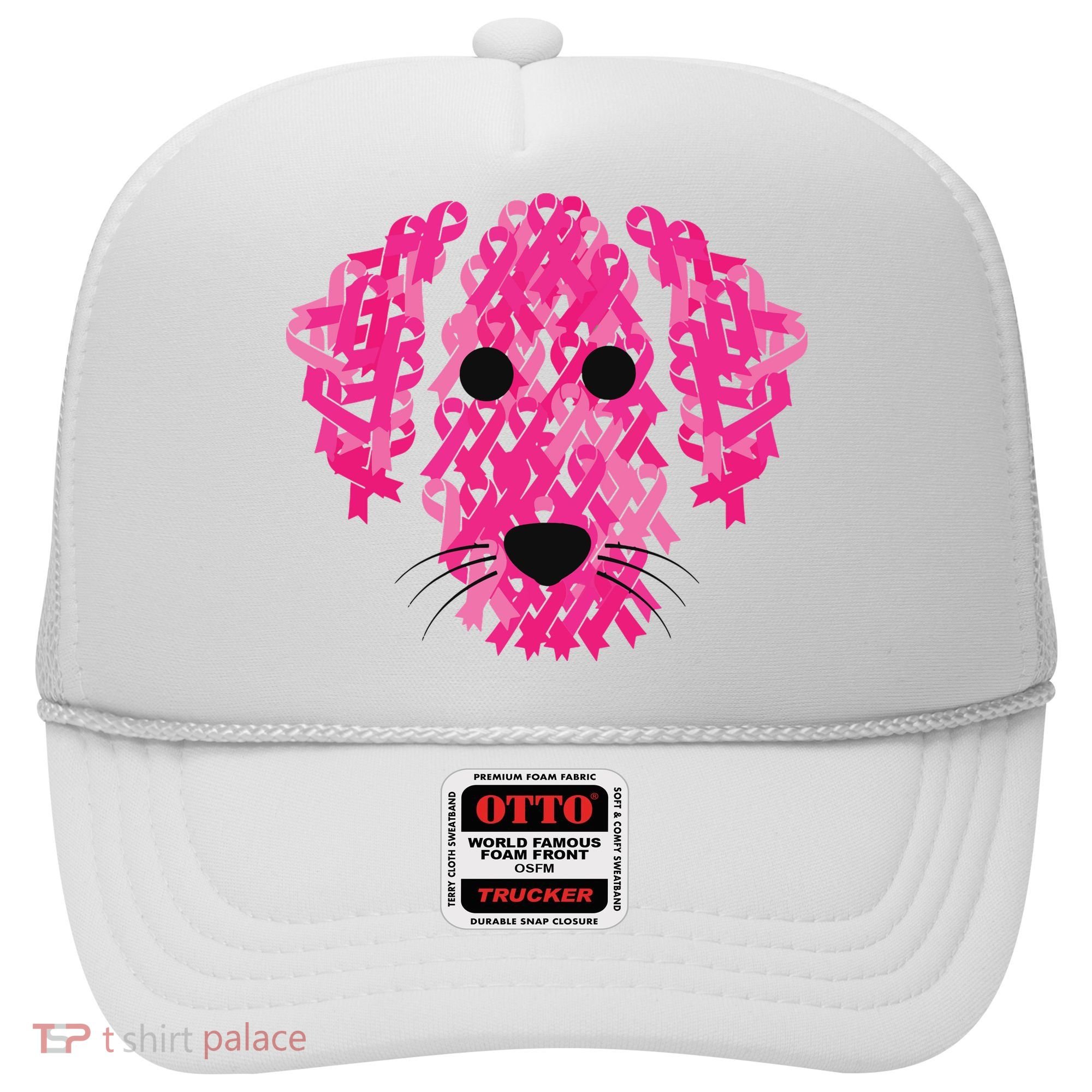 Pink Ribbon Dog Inspirational Breast Cancer Awareness Gift Hat