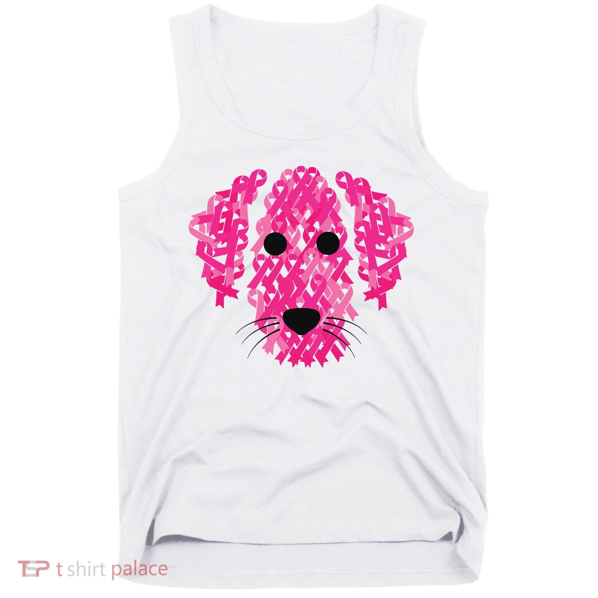 Pink Ribbon Dog Inspirational Breast Cancer Awareness Gift Tank Top