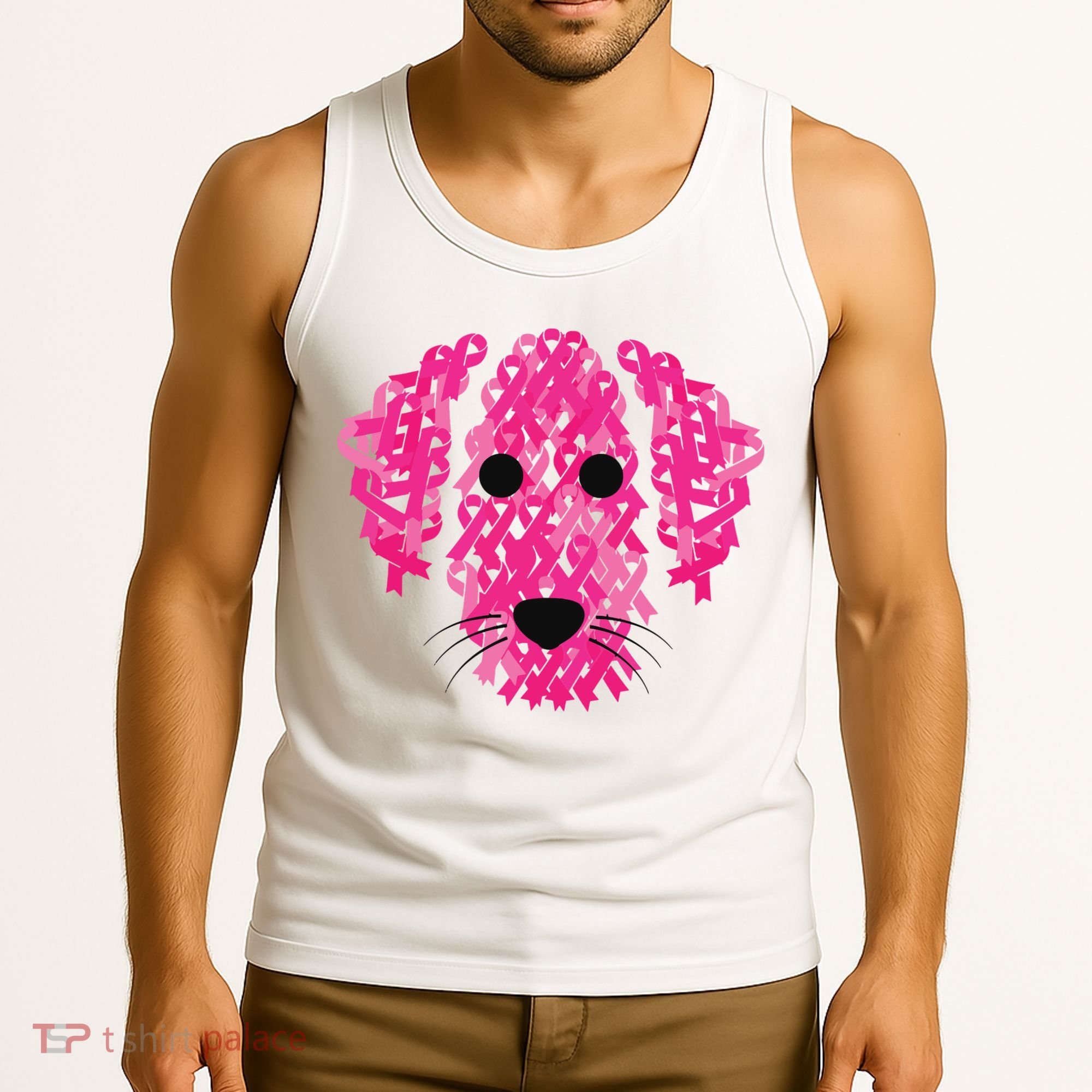Pink Ribbon Dog Inspirational Breast Cancer Awareness Gift Tank Top