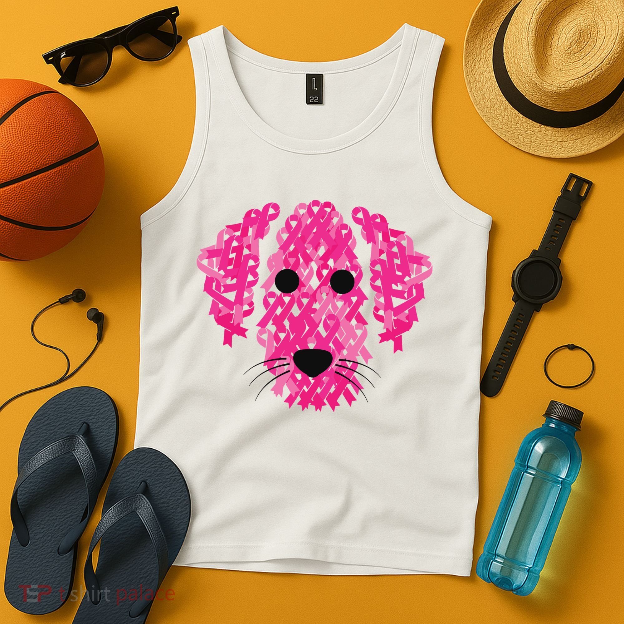 Pink Ribbon Dog Inspirational Breast Cancer Awareness Gift Tank Top