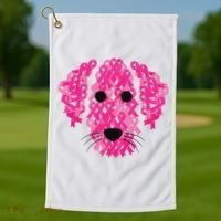 Pink Ribbon Dog Inspirational Breast Cancer Awareness Gift Golf Towel thumb 1
