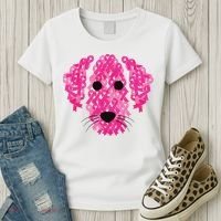 Pink Ribbon Dog Inspirational Breast Cancer Awareness Gift Women's T-Shirt thumb 3