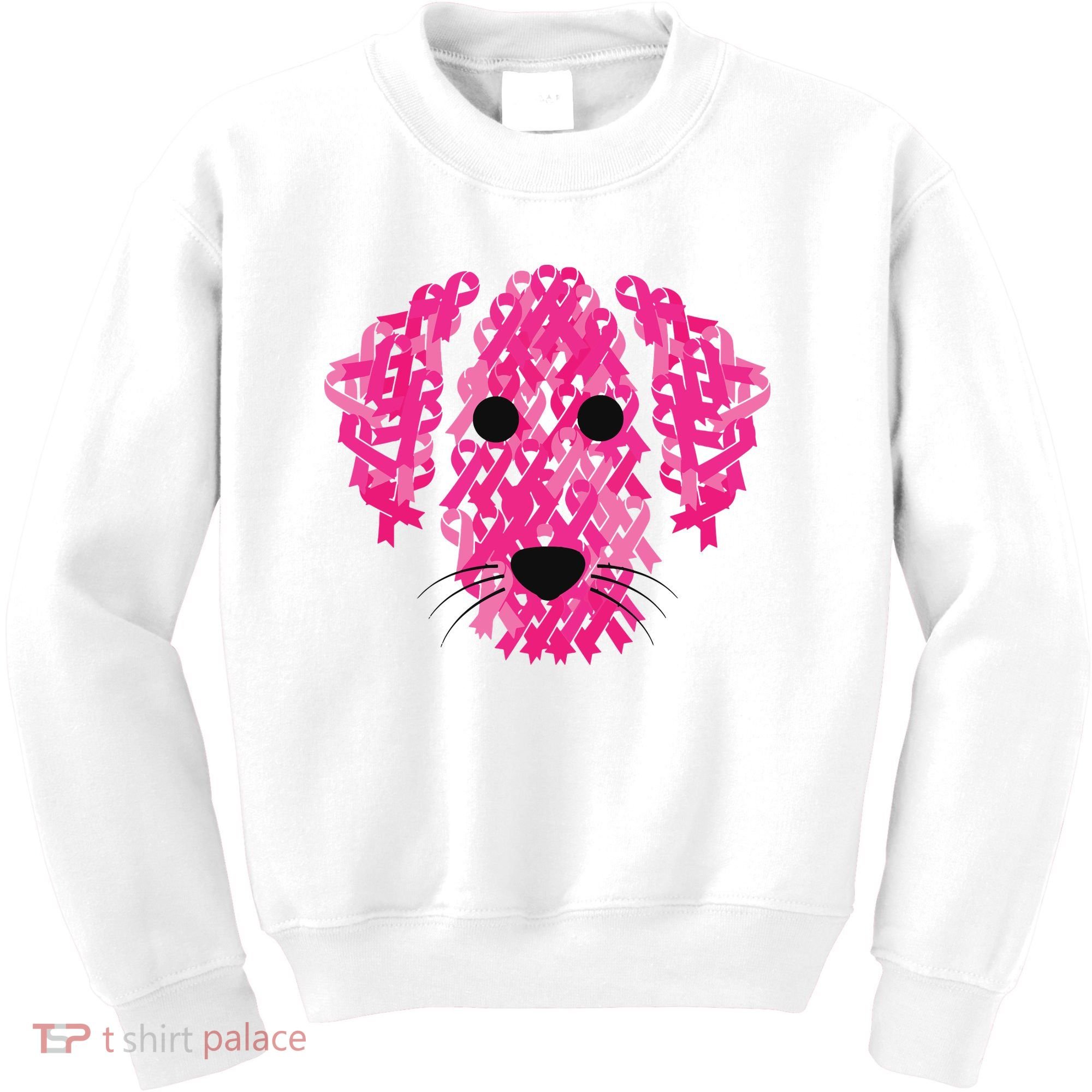 Pink Ribbon Dog Inspirational Breast Cancer Awareness Gift Kids Sweatshirt