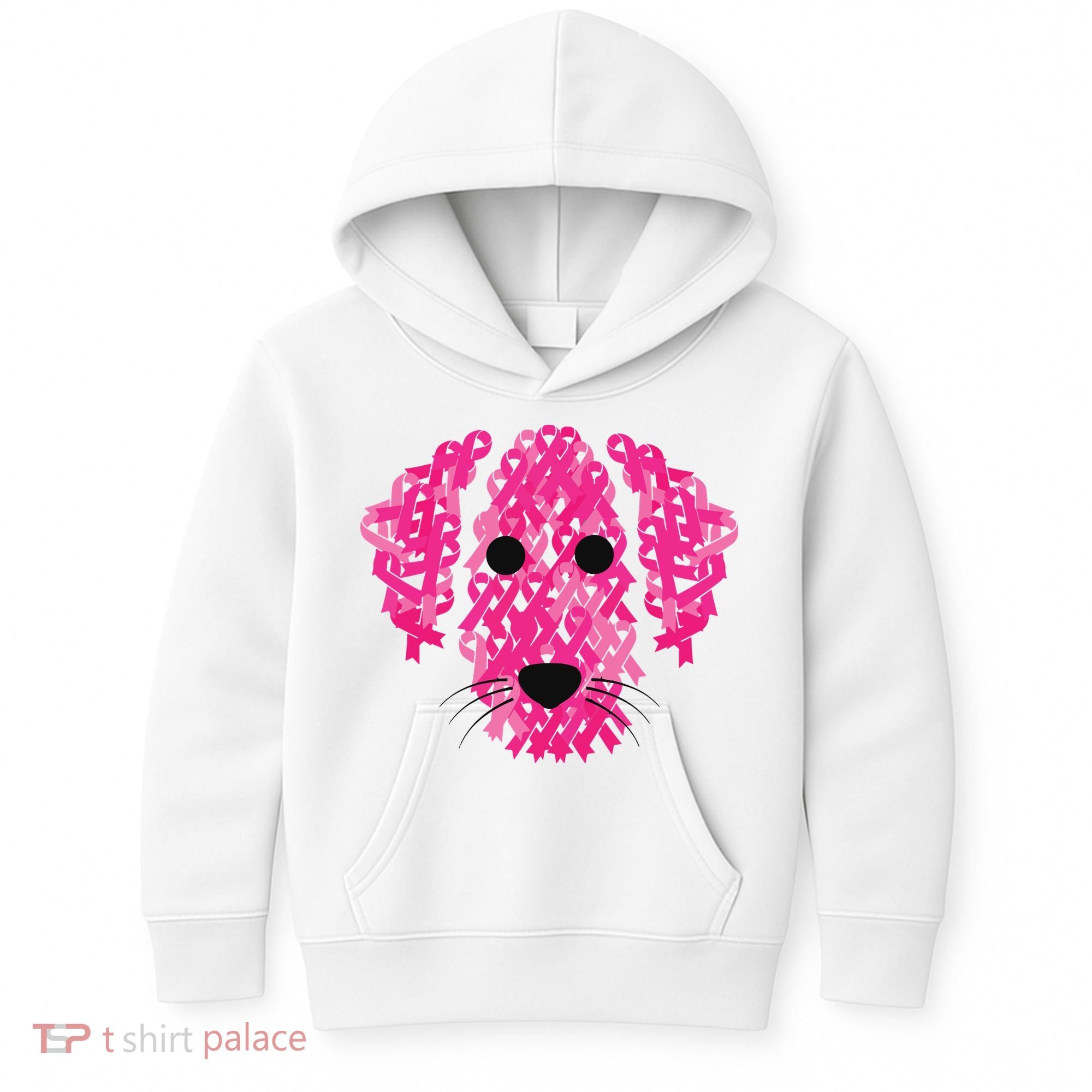 Pink Ribbon Dog Inspirational Breast Cancer Awareness Gift Kids Hoodie