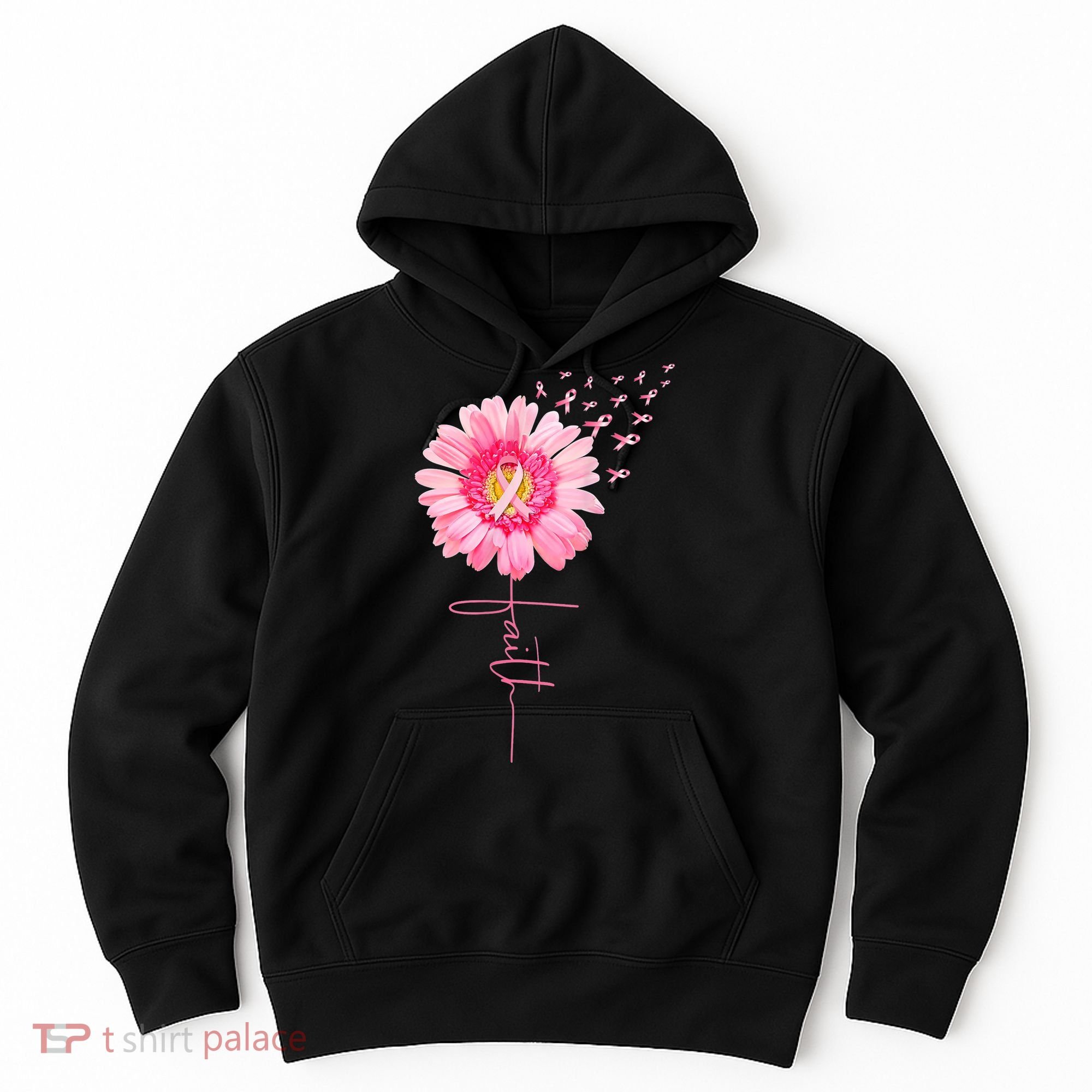 Pink Ribbon Daisy Faith Breast Cancer Awareness Month Gift Hoodie