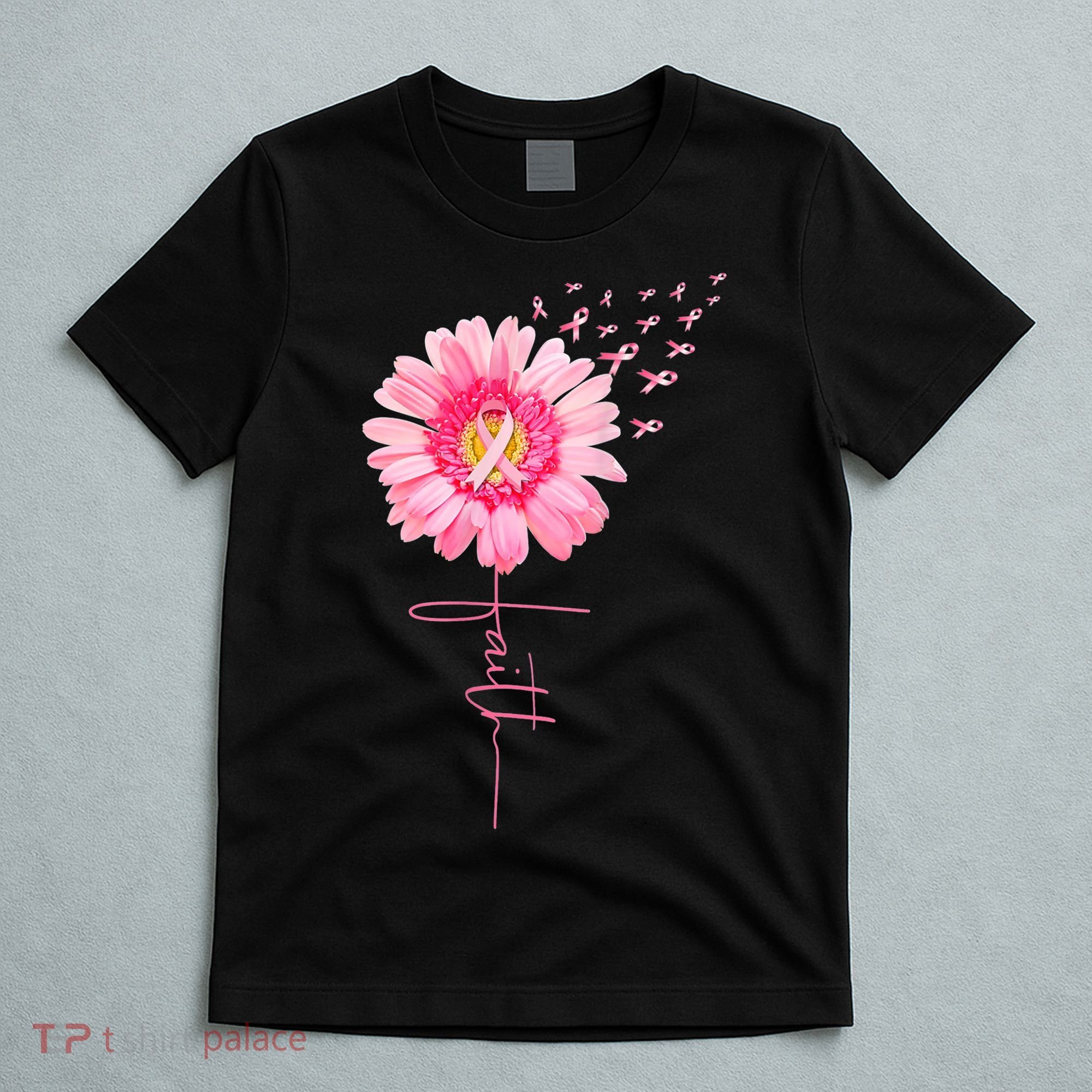 Pink Ribbon Daisy Faith Breast Cancer Awareness Month Gift T-Shirt