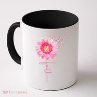 Pink Ribbon Daisy Faith Breast Cancer Awareness Month Gift Coffee Mug thumb 0