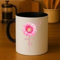 Pink Ribbon Daisy Faith Breast Cancer Awareness Month Gift Coffee Mug thumb 4