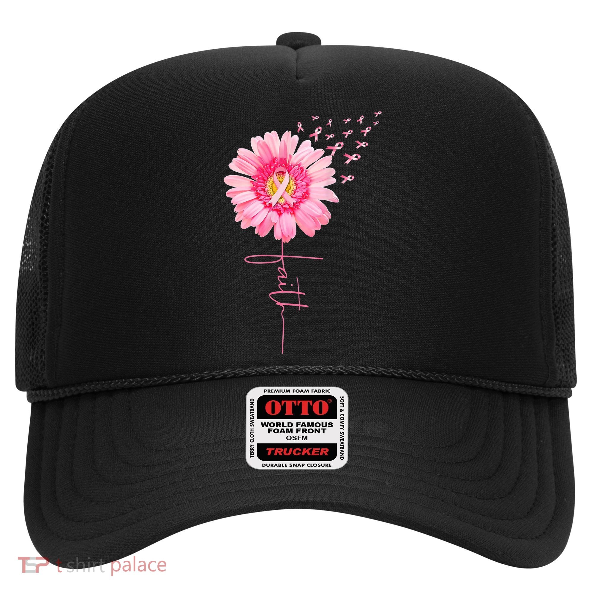 Pink Ribbon Daisy Faith Breast Cancer Awareness Month Gift Hat