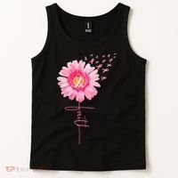 Pink Ribbon Daisy Faith Breast Cancer Awareness Month Gift Tank Top thumb 2