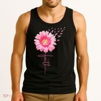 Pink Ribbon Daisy Faith Breast Cancer Awareness Month Gift Tank Top thumb 3